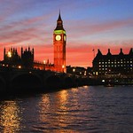 Westminster Bridge at the sunset