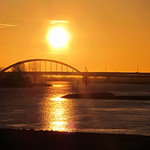 Sunset over the river Lek