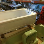 Good selection of cast iron bath tubs and cast iron or porcelain pedestal sinks