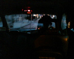 Riding a cab in early morning