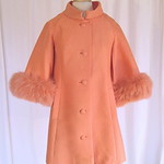 Lilli Ann Creamsicle Feathers Mod Vintage 60s Coat Front