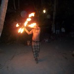 man with fire at montezuma beach