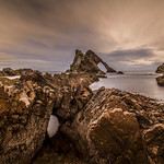 fine art evening colours at the Bow Fiddle Rock, Portknockie, Moray, Scotland
