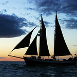 Silhouette of schooner Haukur