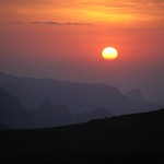 Sun Orb Lowering Simien Mountains Haze Landscape Ethiopia