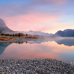 Abraham Lake on the North Saskatchewan River in Alberta, Canada