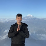 Chimborazo from the Summit of the Active and Mighty Stratovolcano 'Tungurahua' ('Throat of Fire' volcano) at 5,023 meters (16,479 feet) above sea level, Ba&ntilde;os, the Central Highlands, Ecuador.