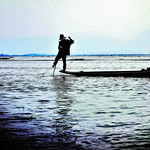 MYANMAR, Burma - im und am Inle-See, "Einbeinruderer" im longtail boat , 80134/21134