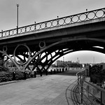 Tees Barrage Bridge, River Tees, County Durham, England.