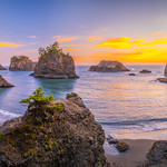 Panorama Sunset Secret Beach Samuel H Boardman Scenic Corridor Seastacks Oregon Coast Fine Art Landscape Photography Fuji GFX100s Pacific Northwest Ocean Art Seascape! Elliot McGucken Master Medium Format Fujifilm Fine Art Nature Photographer