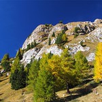 Herbst in den Dolomiten am Passo Fedaia