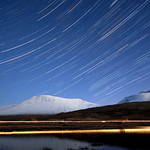 Celestial Spin, Rise of Orion - Star Trails and Car Trails