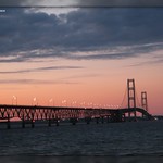 The Mackinac Bridge after sunset