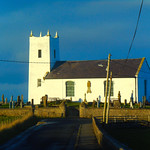 Winter sun. Ballintoy parish church.
