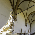 Panorama of the Loggia dei Lanzi, Piazza della Signoria, Florence, Italy