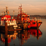 Pilot boats in the harbor of Travem&uuml;nde on the Baltic Sea