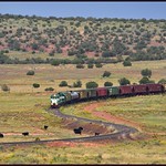 The Apache Railway's Holbook Turn eases into one of the s-curves west of Snowflake, AZ as it nears the company shops.