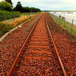 Red rocked railway in Culross, Scotland