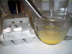 whisking teh eggs