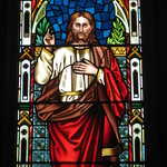 Detail of the "Charity" Ferguson and Urie Stained Glass Sanctuary Window; St Kilda Presbyterian Church - Corner Barkley Street and Alma Road, St Kilda