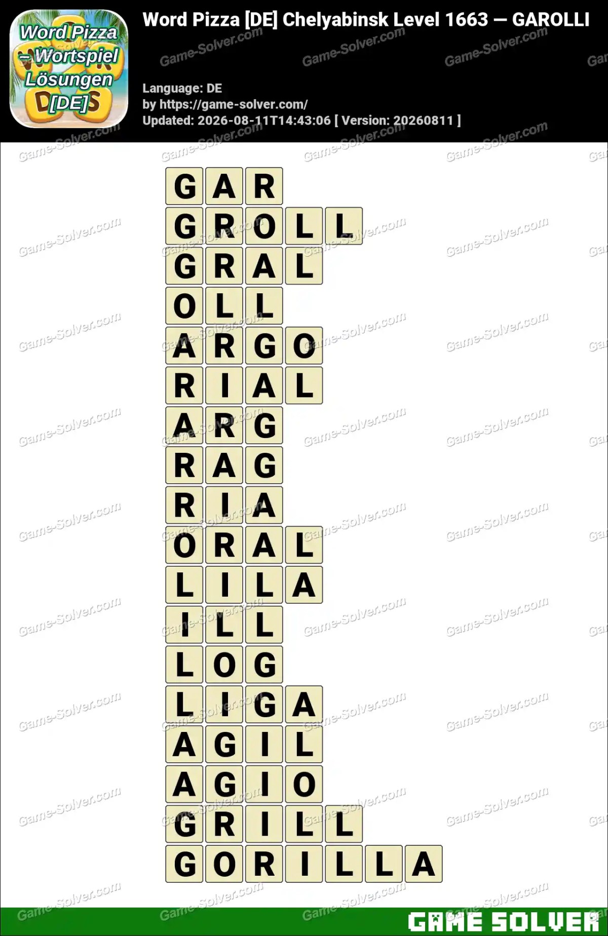 Word Pizza [DE] Chelyabinsk Level 1663 — GAROLLI