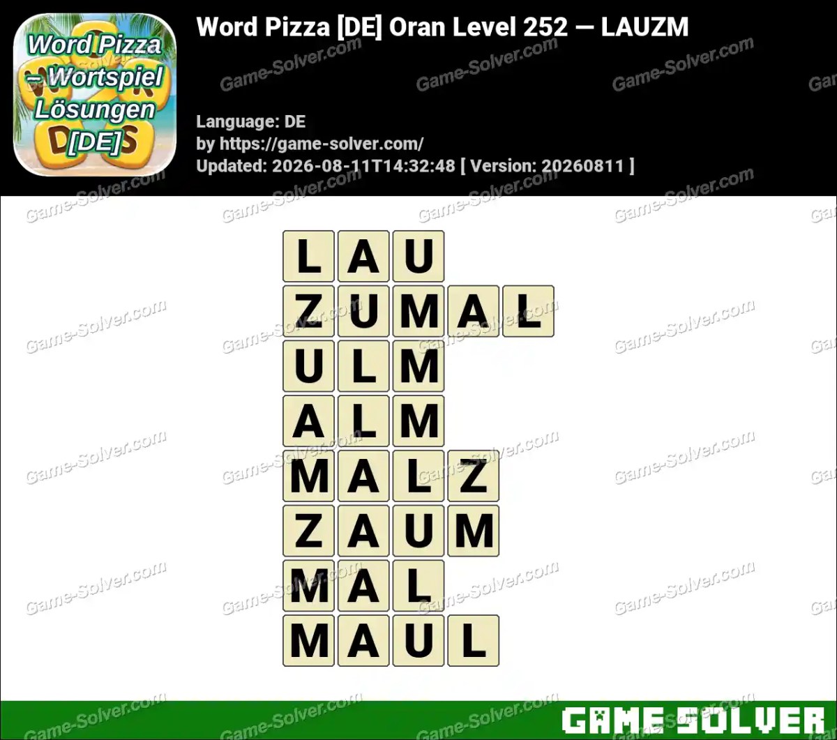 Word Pizza [DE] Oran Level 252 — LAUZM