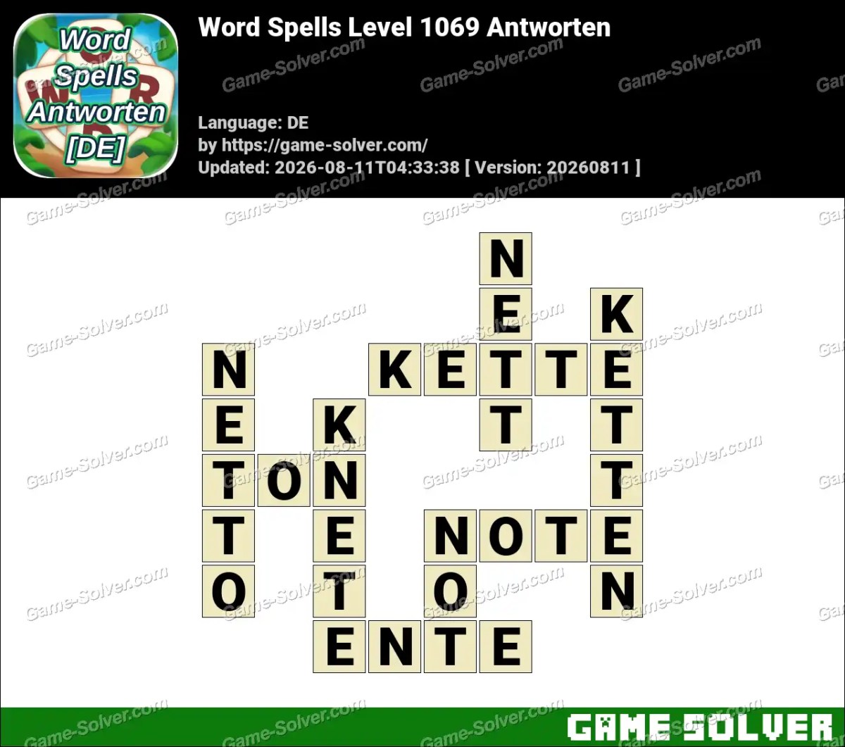 Word Spells: Wörter Spiele [DE] Level 1069 Antworten