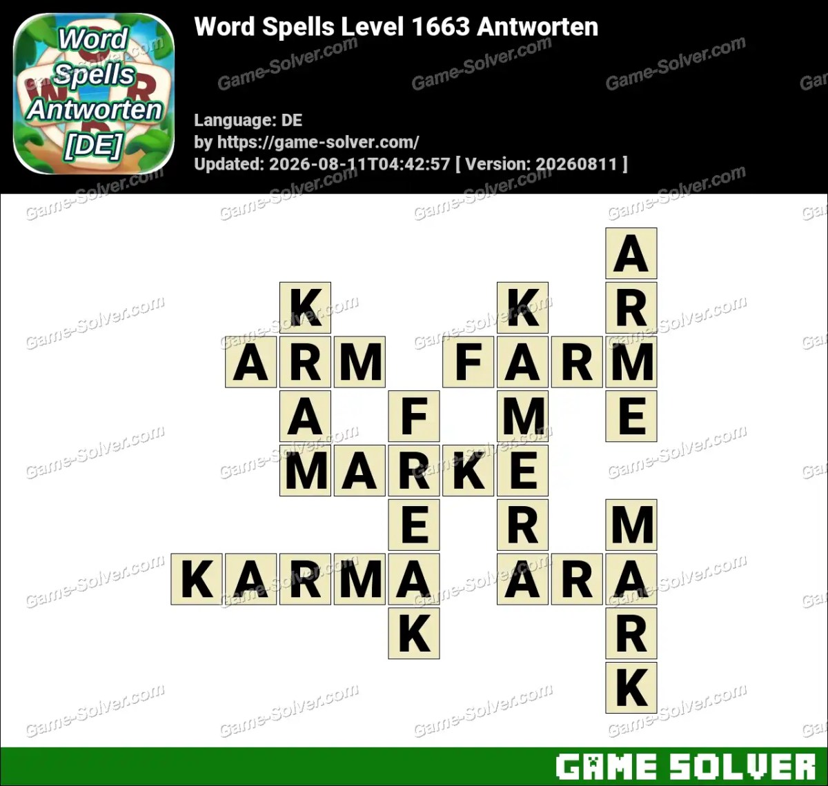 Word Spells: Wörter Spiele [DE] Level 1663 Antworten