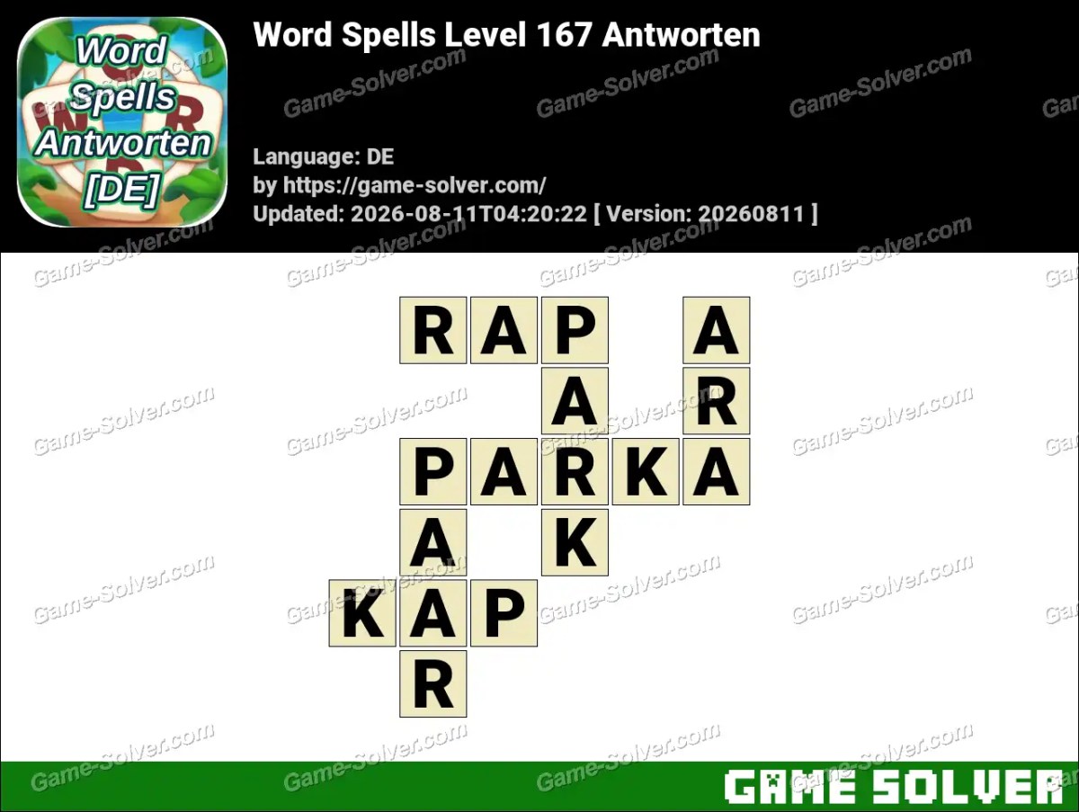 Word Spells: Wörter Spiele [DE] Level 167 Antworten