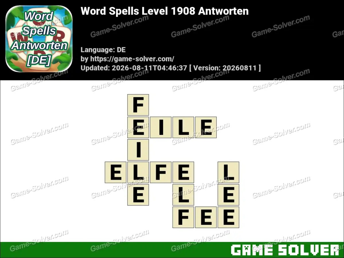 Word Spells: Wörter Spiele [DE] Level 1908 Antworten