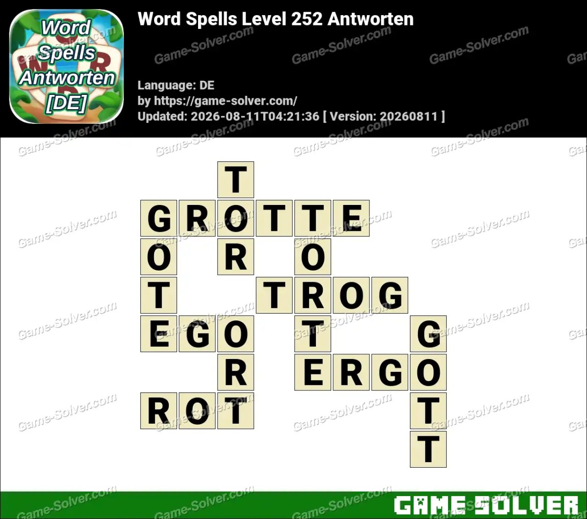 Word Spells: Wörter Spiele [DE] Level 252 Antworten