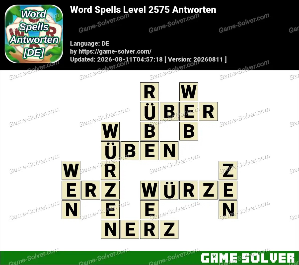 Word Spells: Wörter Spiele [DE] Level 2575 Antworten