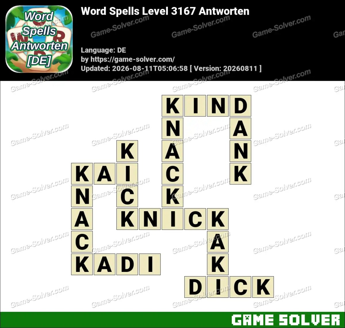 Word Spells: Wörter Spiele [DE] Level 3167 Antworten