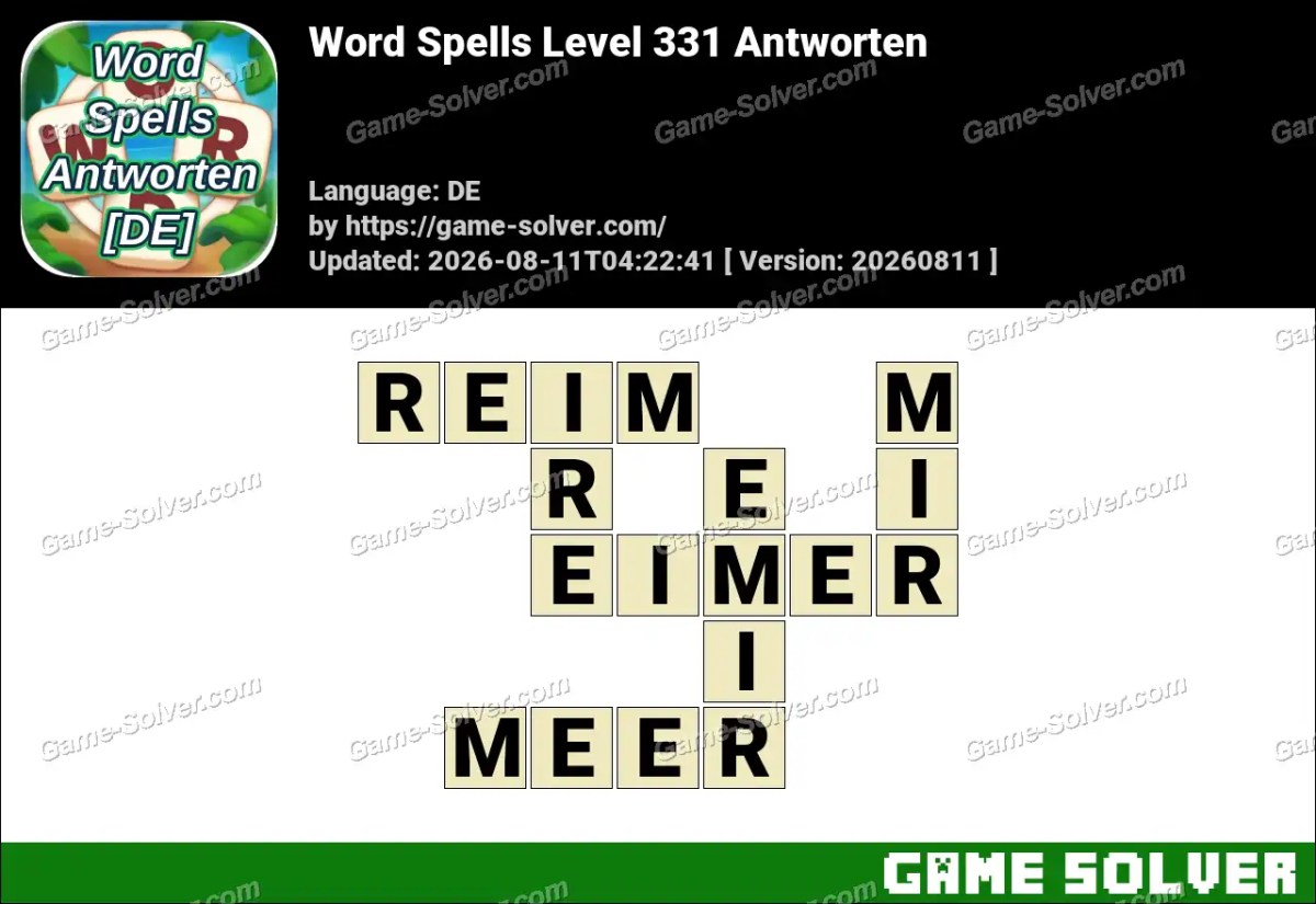 Word Spells: Wörter Spiele [DE] Level 331 Antworten