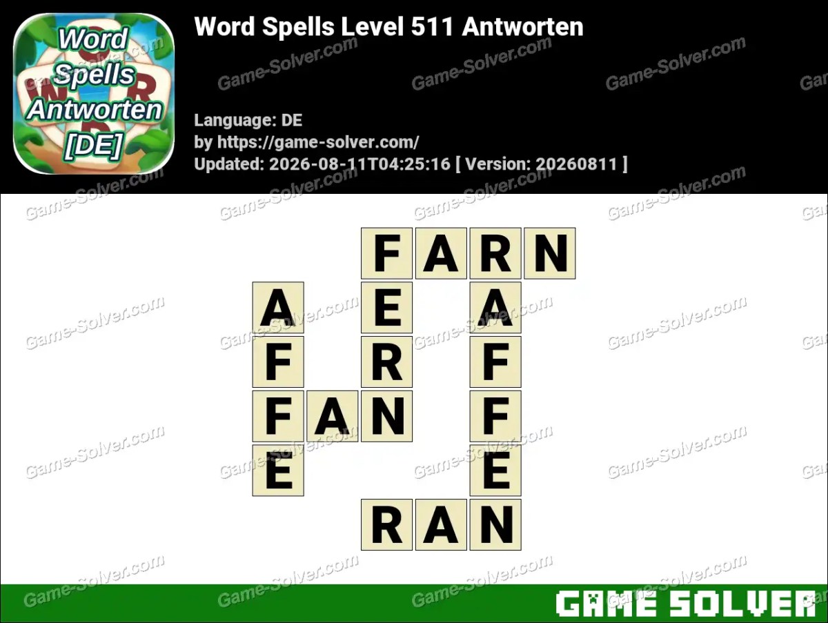Word Spells: Wörter Spiele [DE] Level 511 Antworten
