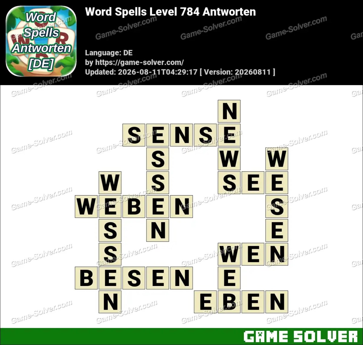 Word Spells: Wörter Spiele [DE] Level 784 Antworten
