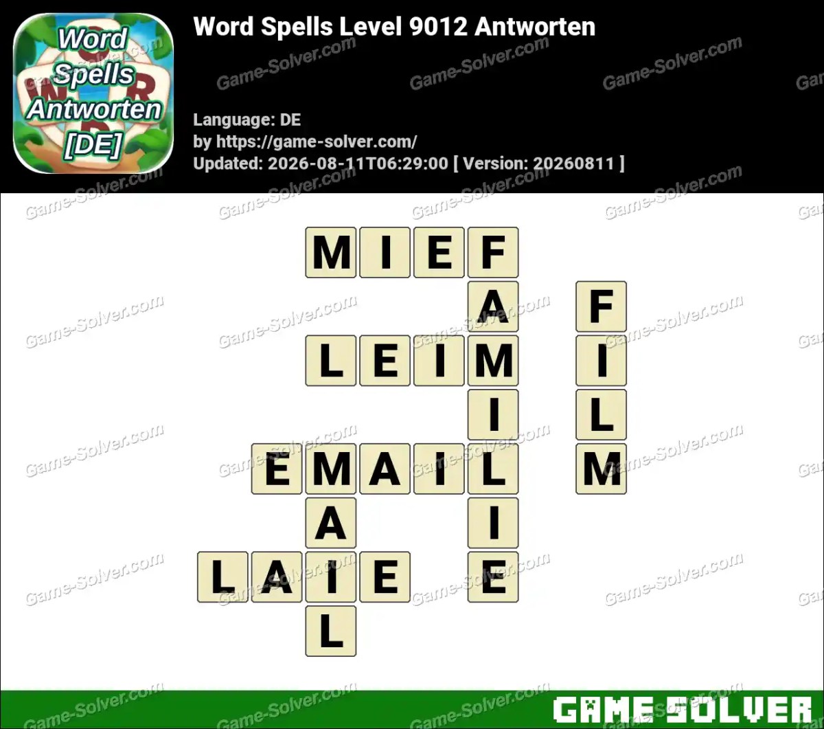 Word Spells: Wörter Spiele [DE] Level 9012 Antworten
