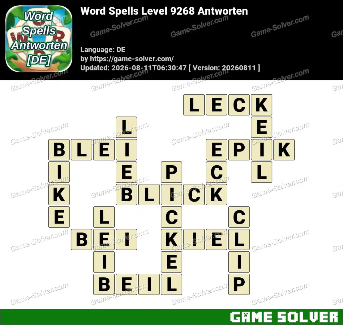 Word Spells: Wörter Spiele [DE] Level 9268 Antworten