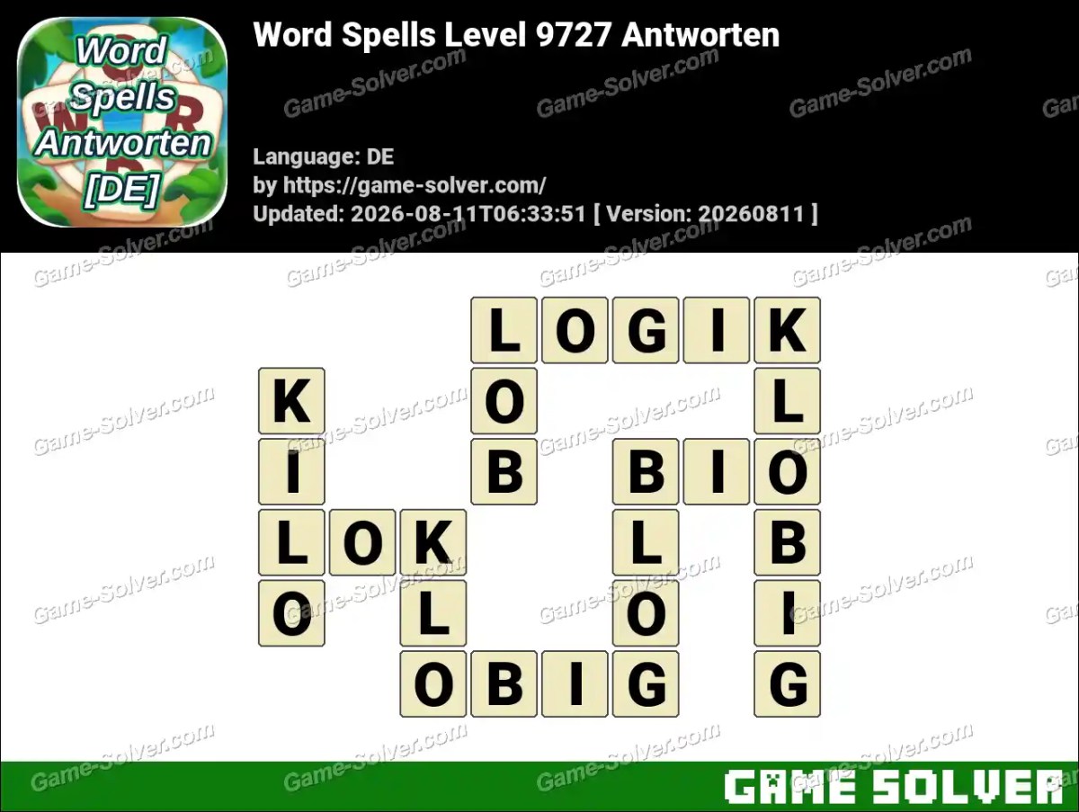 Word Spells: Wörter Spiele [DE] Level 9727 Antworten