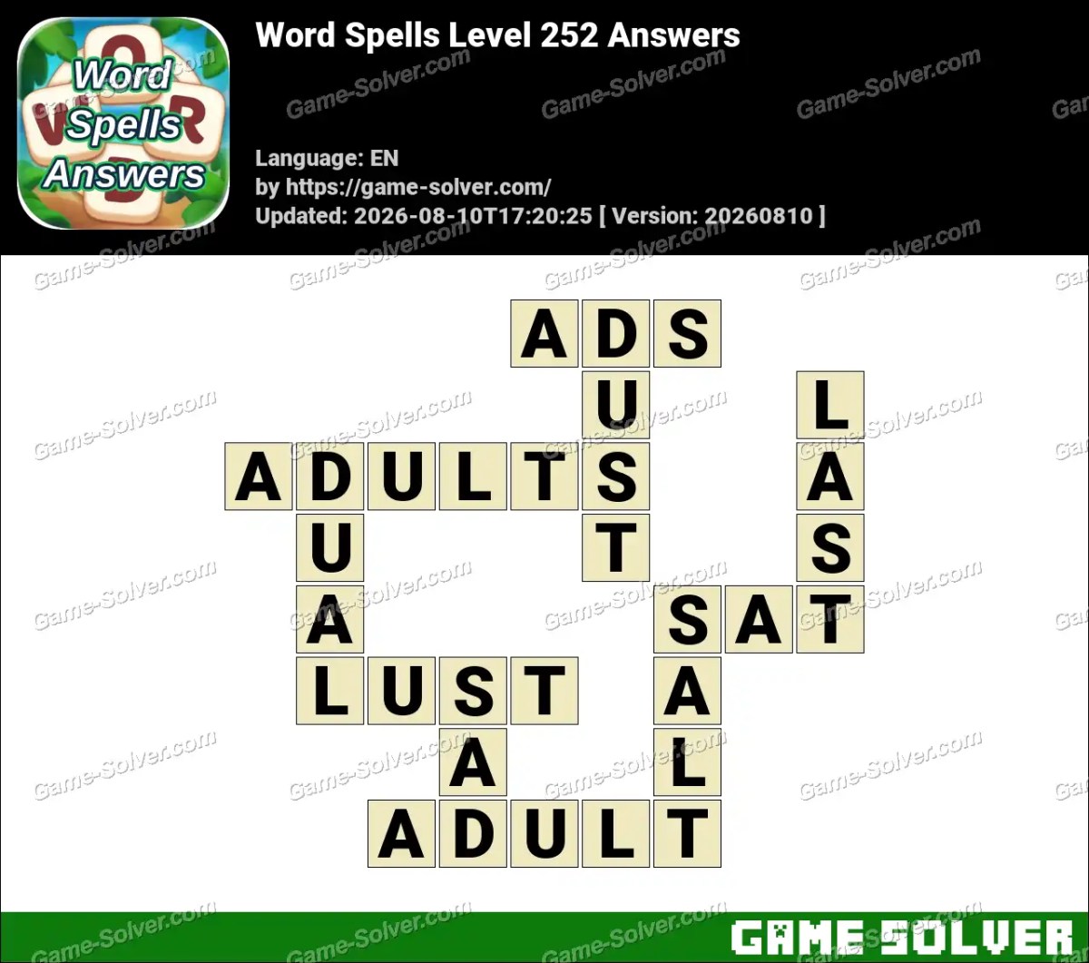 Word Spells Level 252 Answers