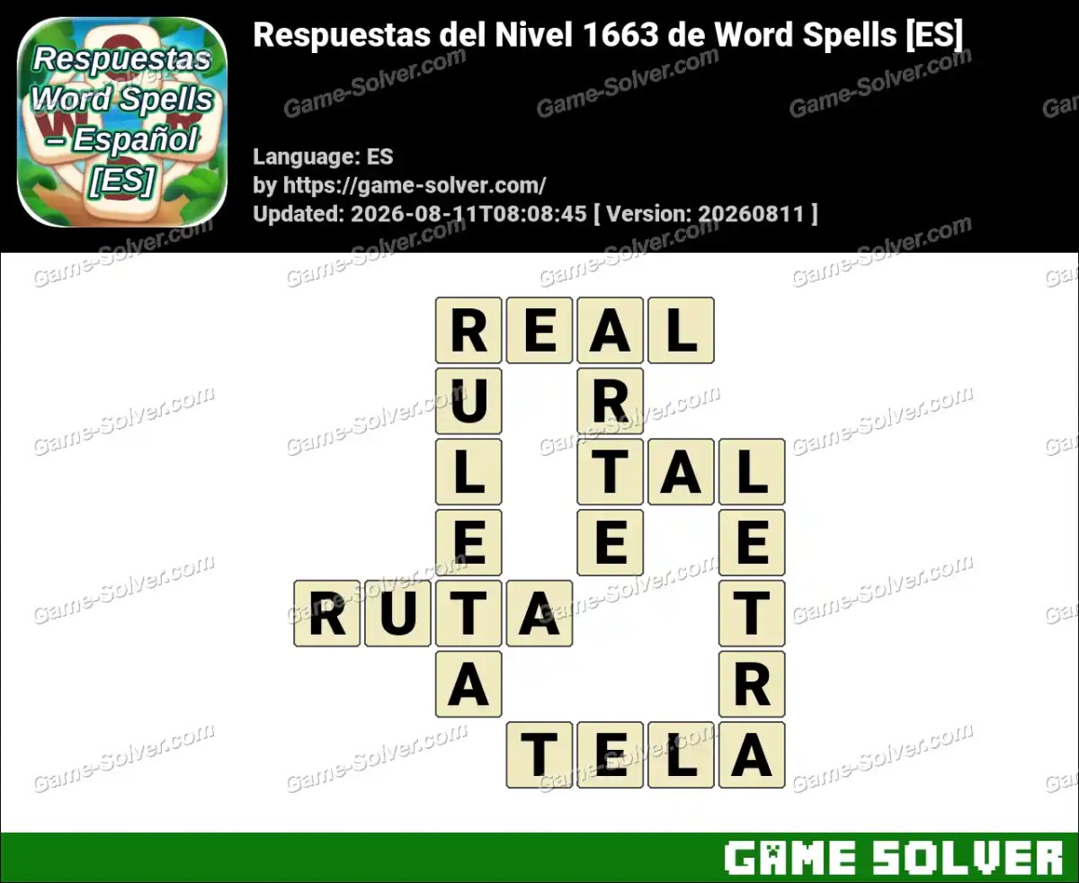 Respuestas del Nivel 1663 de Word Spells [ES]