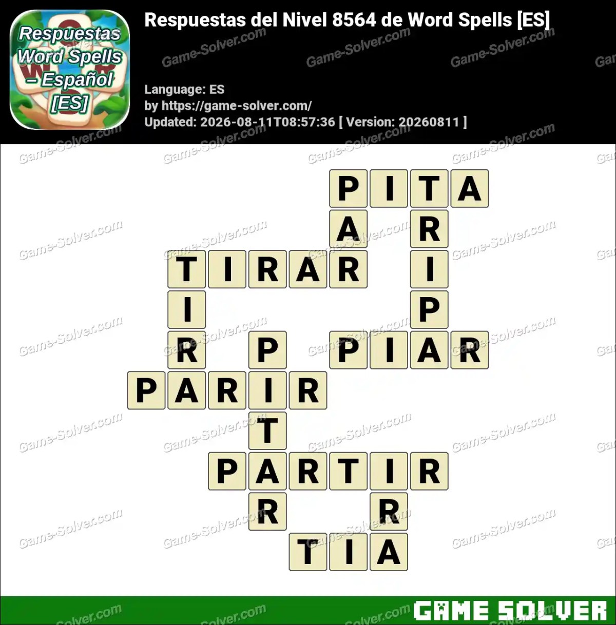 Respuestas del Nivel 8564 de Word Spells [ES]