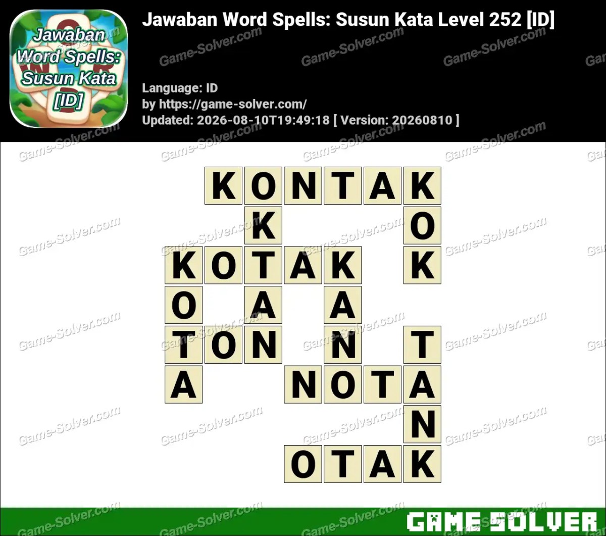 Jawaban Word Spells: Susun Kata Level 252 [ID]