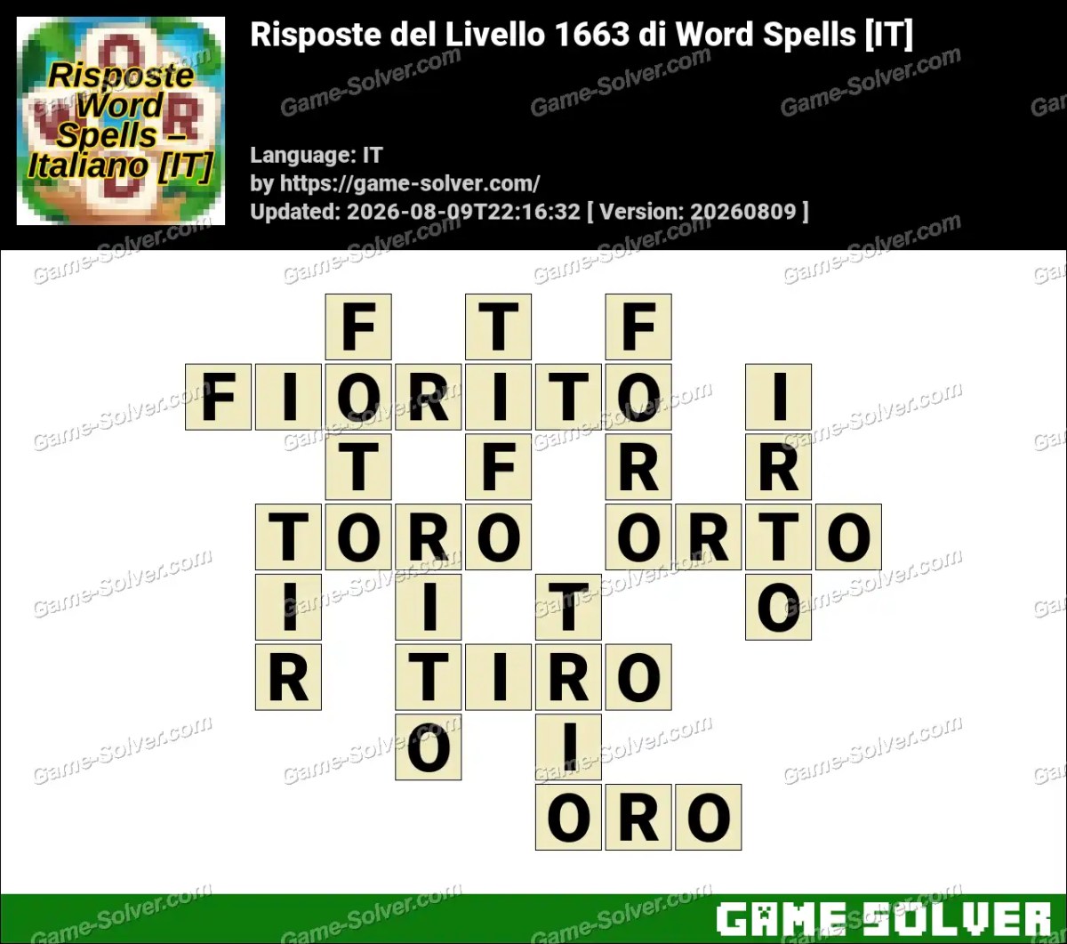 Risposte del Livello 1663 di Word Spells [IT]