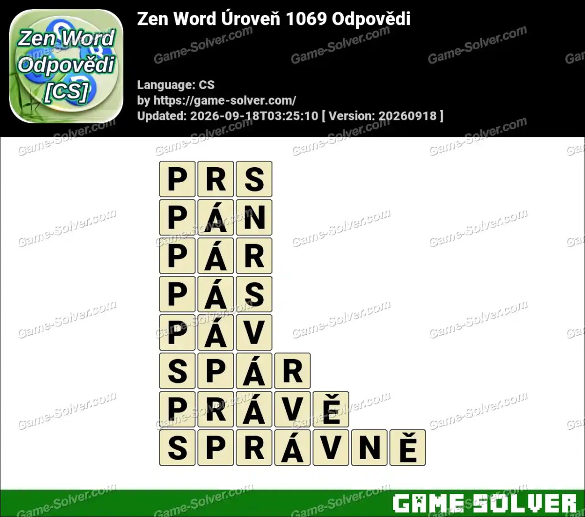 Zen Word Úroveň 1069 Odpovědi Zen Word Úroveň 1069 Odpovědi