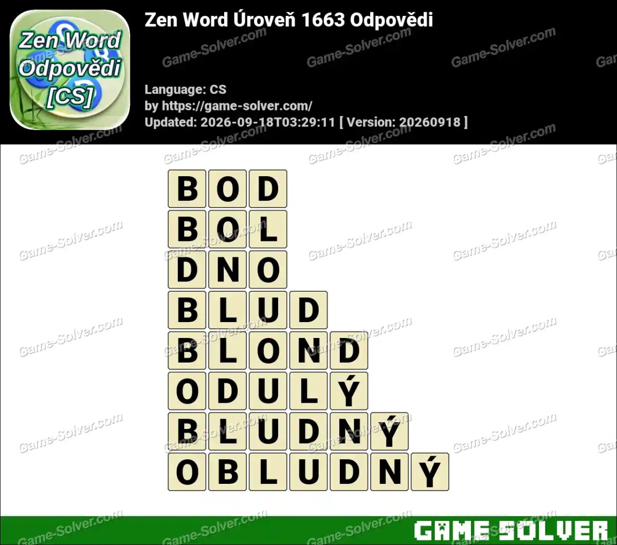 Zen Word Úroveň 1663 Odpovědi Zen Word Úroveň 1663 Odpovědi