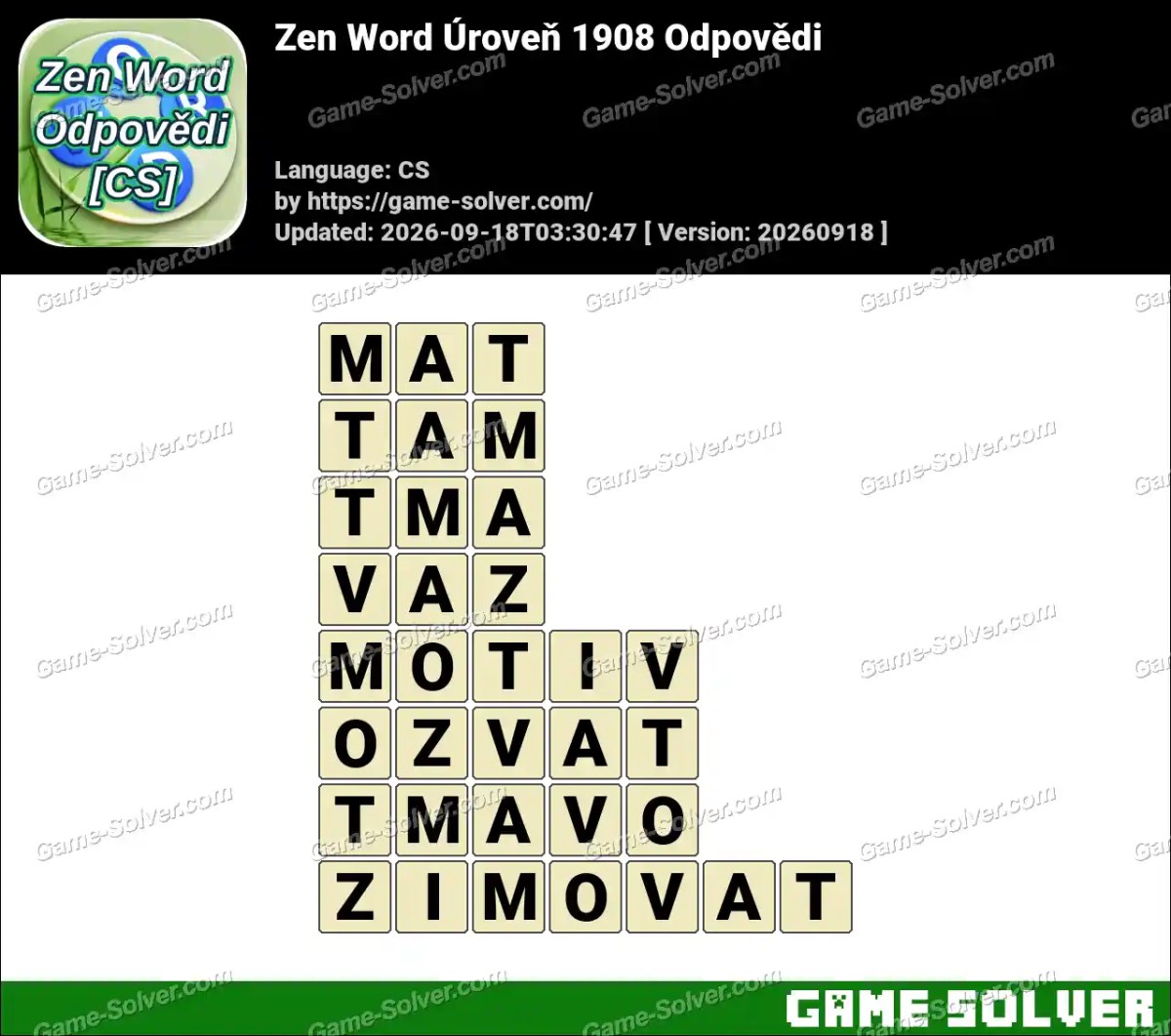 Zen Word Úroveň 1908 Odpovědi