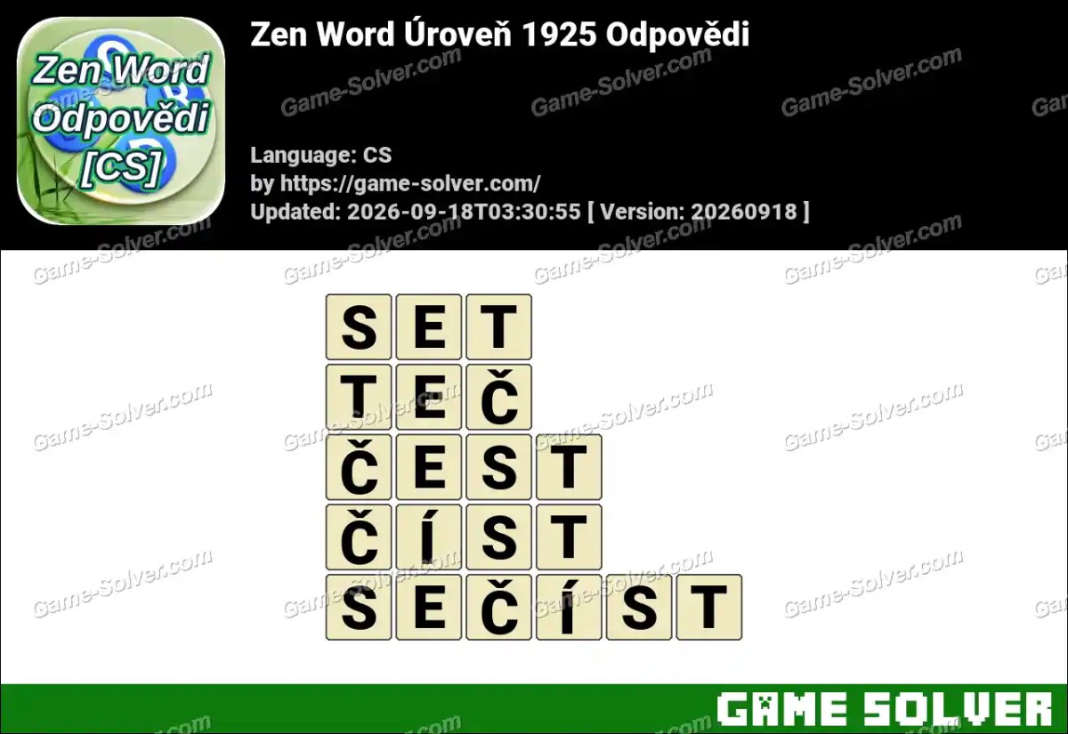 Zen Word Úroveň 1925 Odpovědi