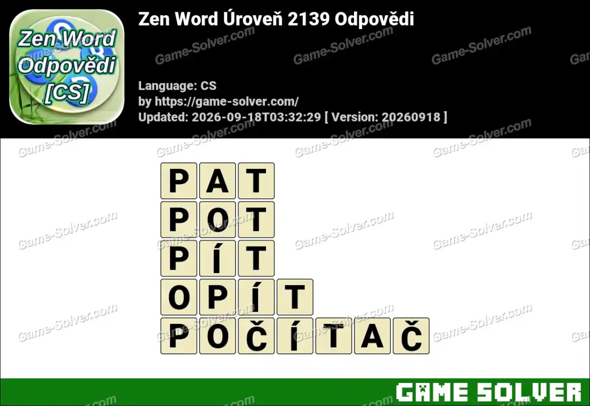 Zen Word Úroveň 2139 Odpovědi
