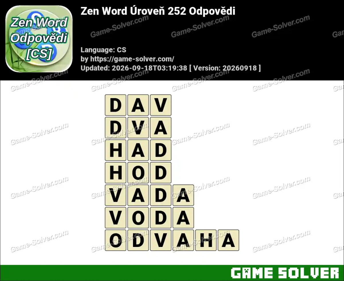 Zen Word Úroveň 252 Odpovědi
